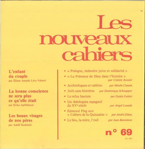 Les Nouveaux Cahiers N°069 (Eté 1982)